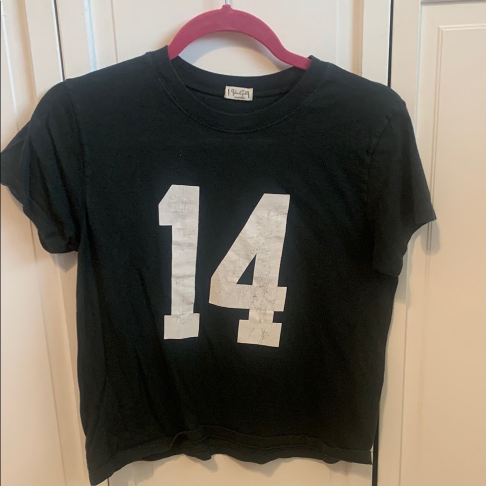Brandy Melville Black Short Sleeve Tee with White Number 14